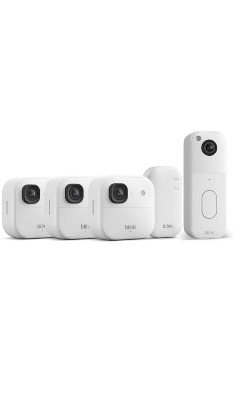 Blink Outdoor Camera 2K+ (newest gen) + Blink Video Doorbell — Wireless smart security camera, 2K video resolution, enhanced audio. Sync Module Core included — 3 camera system, White