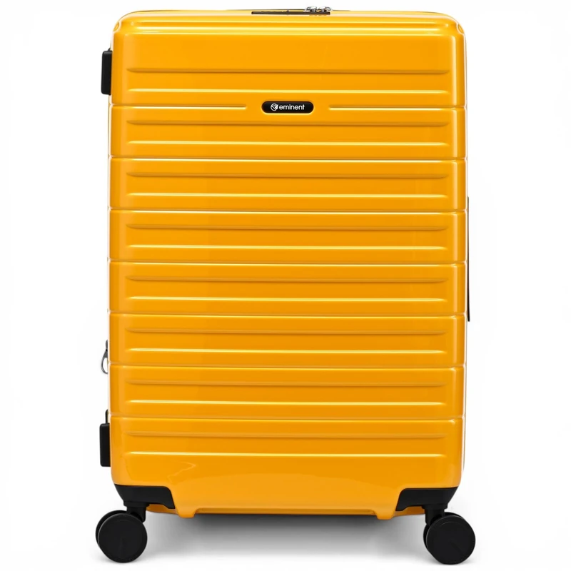 Eminent Voyager Medium Suitcase 67x44x26, Expandable, Hard Shell, 4 Spinner Wheels, Lightweight, Check in, TSA Lock, 3.4 kg, 71L, Travel Luggage Trolley Holiday Trip Bag Yellow