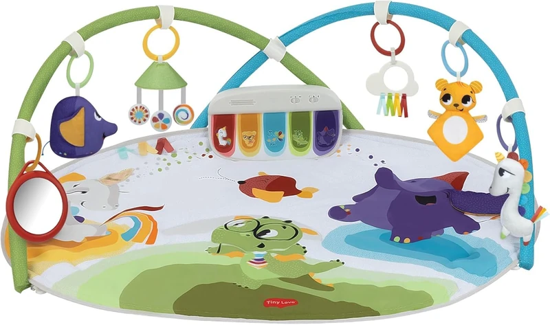 Tiny Love Developmental Gymini, Baby Play Gym with Music, 0+ Months, Baby Play Mat, 20 Activities, Musical Take-Along Toy, Adjustable Arches, Smart and Adjustable Design, Born to Party