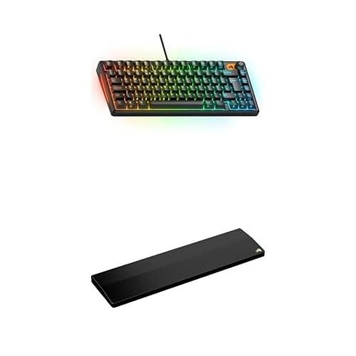 GLORIOUS Gaming GMBK 75% Keyboard (Black, UK Layout) & Wooden Wrist Rest (TKL, Black) Bundle - Silent Typing, Premium Wood Support