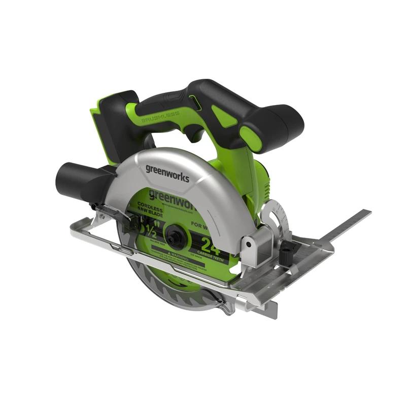Greenworks 24 V brushless Cordless Circular Saw, 165 mm, 5,000 RPM, 20 mm Blade, Adjustable Cutting Depth 45°/90°, LED Light, Without Battery and Charger CRG404