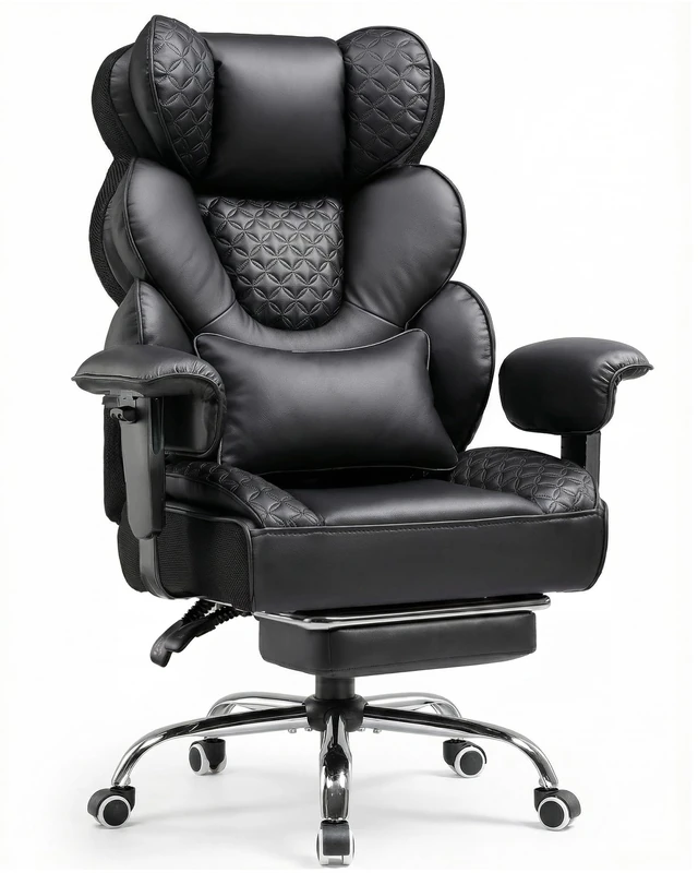 COMHOMA Desk Office Chair, Heavy Duty Executive Office Chair with Footrest Big and Tall Ergonomic High Back PU Leather Swivel Reclining Computer Chairs for Home