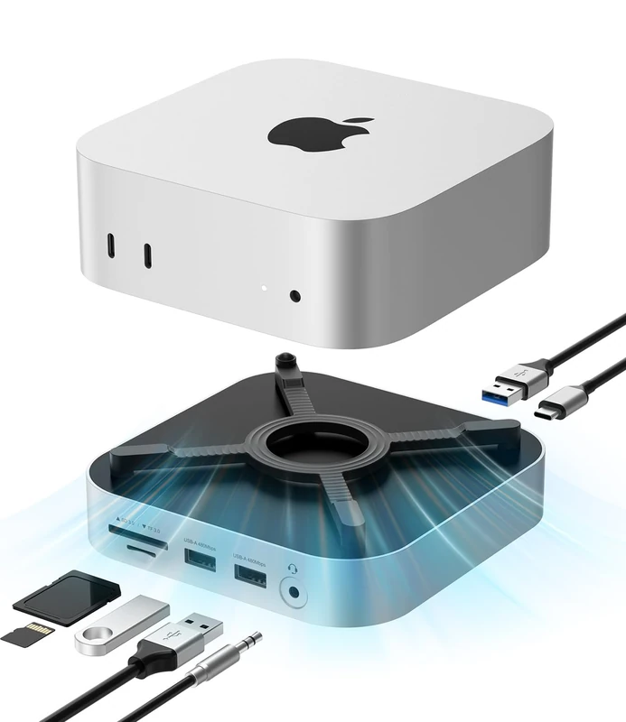 NOVOO Docking Station and Stand 9 in 1 Mac Mini USB C Hub Compatible with Mac M4