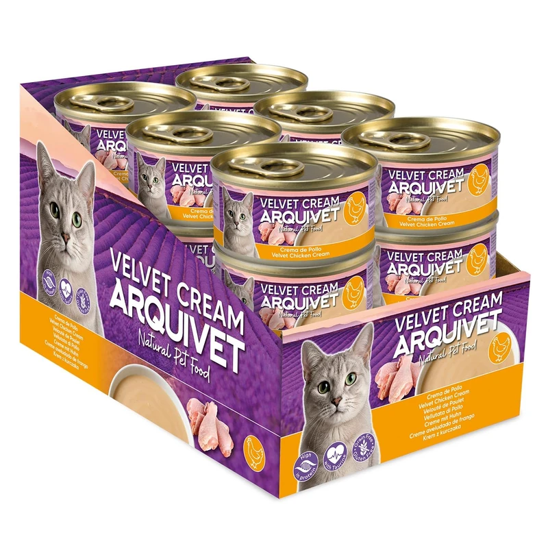 24-pack - Velvet Cream Chicken Cat Food - 80g cans - Wet cat food - ARQUIVET - Image 1