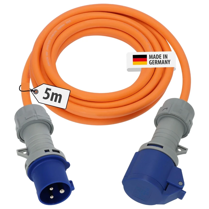 Brennenstuhl CEE 230V Camping Extension Cable 5m with LED voltage indicator (H07RN-F 3G2.5 cable, Camping Power Cable for continuous outdoor use IP44, Made in Germany)