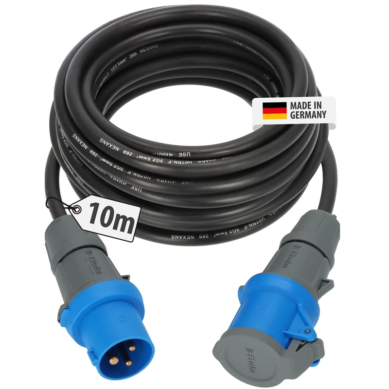Brennenstuhl CEE 230V Camping Extension Cable 10m (H07RN-F 3G2.5 black cable, Camping Power Cable for continuous outdoor use IP44, Made in Germany) - Image 1