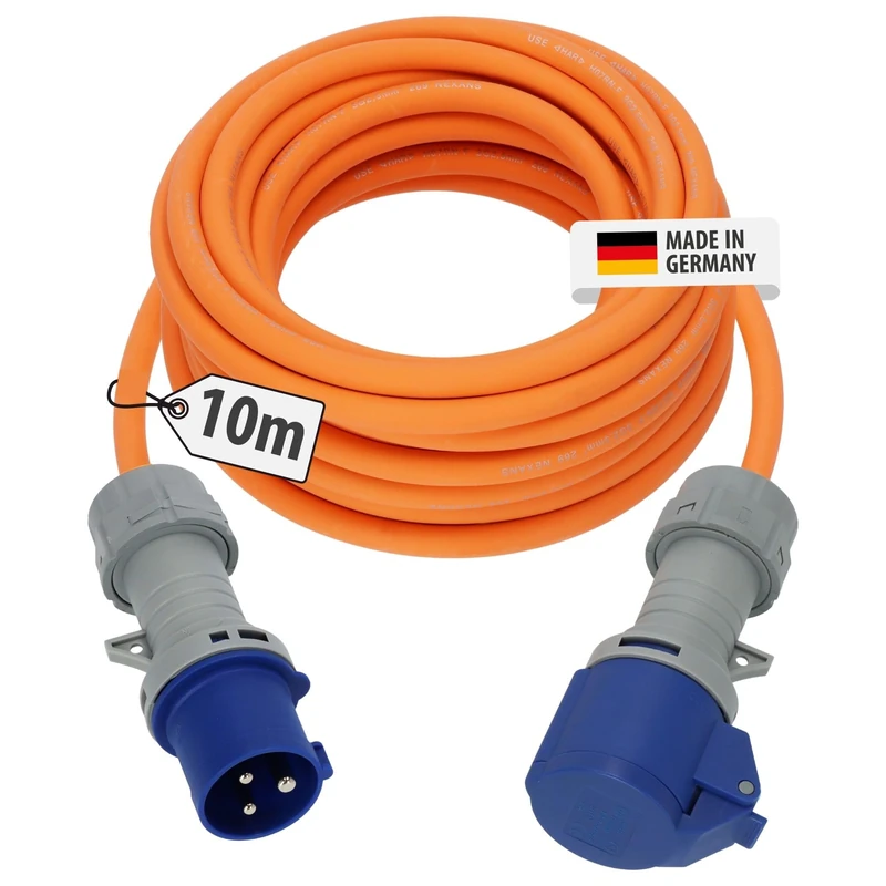 Brennenstuhl CEE 230V Camping Extension Cable 10m with LED voltage indicator (H07RN-F 3G2.5 cable, Camping Power Cable for continuous outdoor use IP44, Made in Germany)