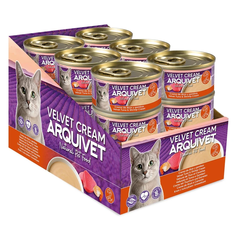 24-pack - Velvet Cream Tuna and Prawn Cat Food - 80g cans - Wet Cat Food - ARQUIVET