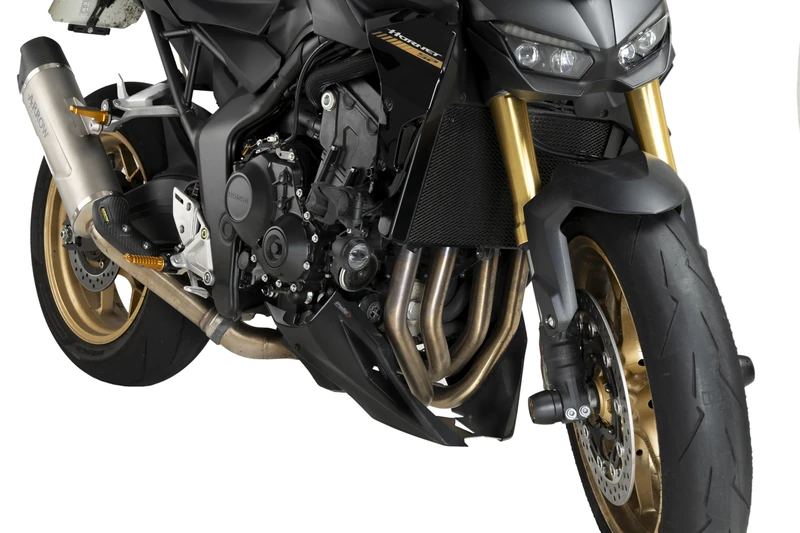 Puig 22385J Belly Pan in aluminum and ABS, aerodynamic, with anti-corrosion metal brackets and UV treatment for high lower protection and sporty design, Matte Black.
