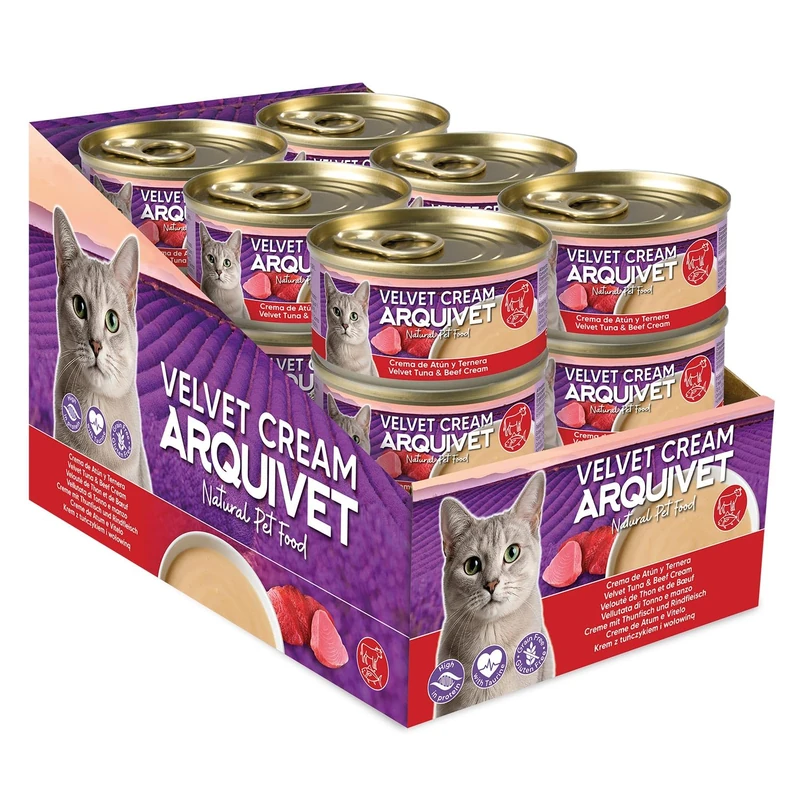 24-pack - Velvet Cream Tuna and Beef Cat Food - 80g cans - Wet Cat Food - ARQUIVET