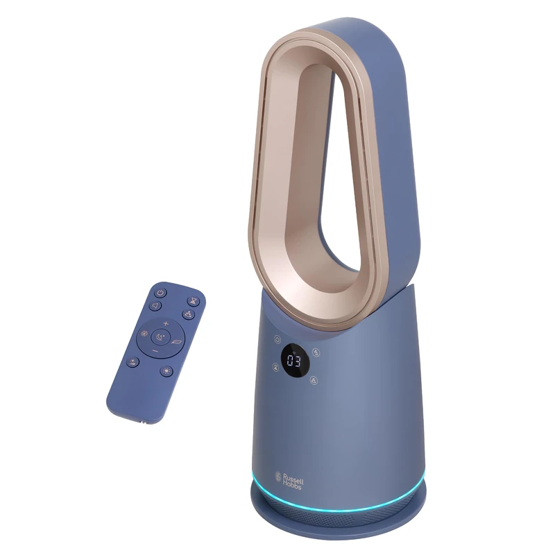 Russell Hobbs Smart Bladeless Cooling Fan in Opulence, 9 Speed Settings, 3 Modes, Touch Controlled Buttons, WiFi Enabled, LED Display with Remote, 80° Oscillation Function, 59cm Tall, RHCBLDL10BLSM