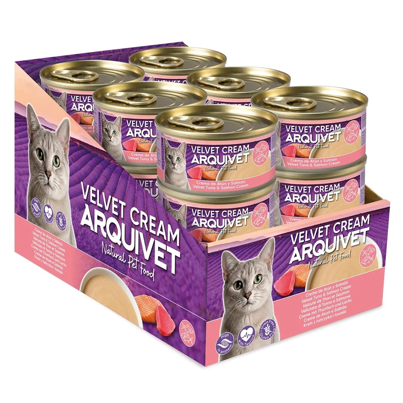 24-pack - Velvet Cream Tuna and Salmon Cat Food - 80g cans - Wet Cat Food - ARQUIVET