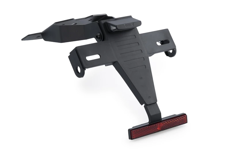 Puig 22699N License Plate Holder in steel with epoxy paint finish and polyamide adjustable tilt with locking system and homologated lighting kit, Black.