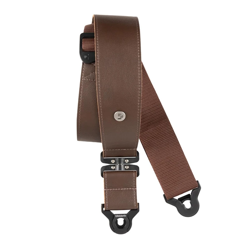 D'Addario Comfort Leather Auto Lock Swivel Strap, Brown