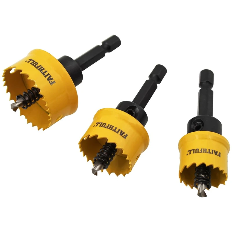 Faithfull Mini Holesaw Set, Fast-Cutting Hole Cutter for Sheet Metal, Stainless Steel, Aluminium – 3PCS (20mm, 25mm, 32mm)