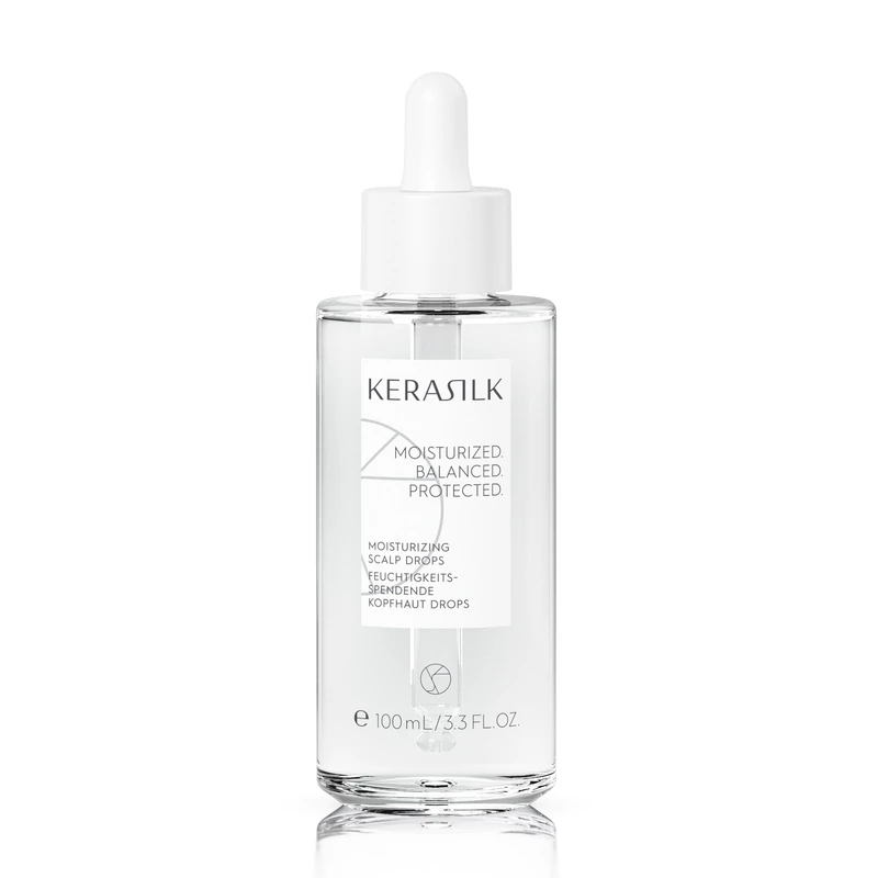KERASILK Moisturizing Scalp Drops, Scalp Anti-Aging & Rebalancing of the Microbiome, Dry and Sensitive Scalp, With Biomimetic Silk, 1% Ectoin and 1% Niacinamide, Fragrance-Free, 100 ml, 1 un
