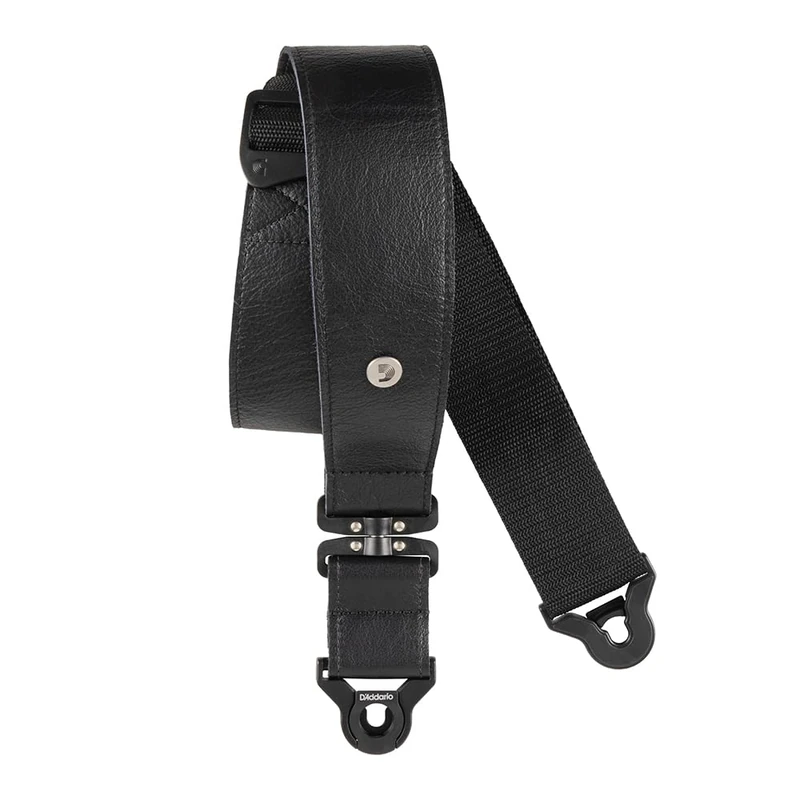 D'Addario Comfort Leather Auto Lock Swivel Strap, Black