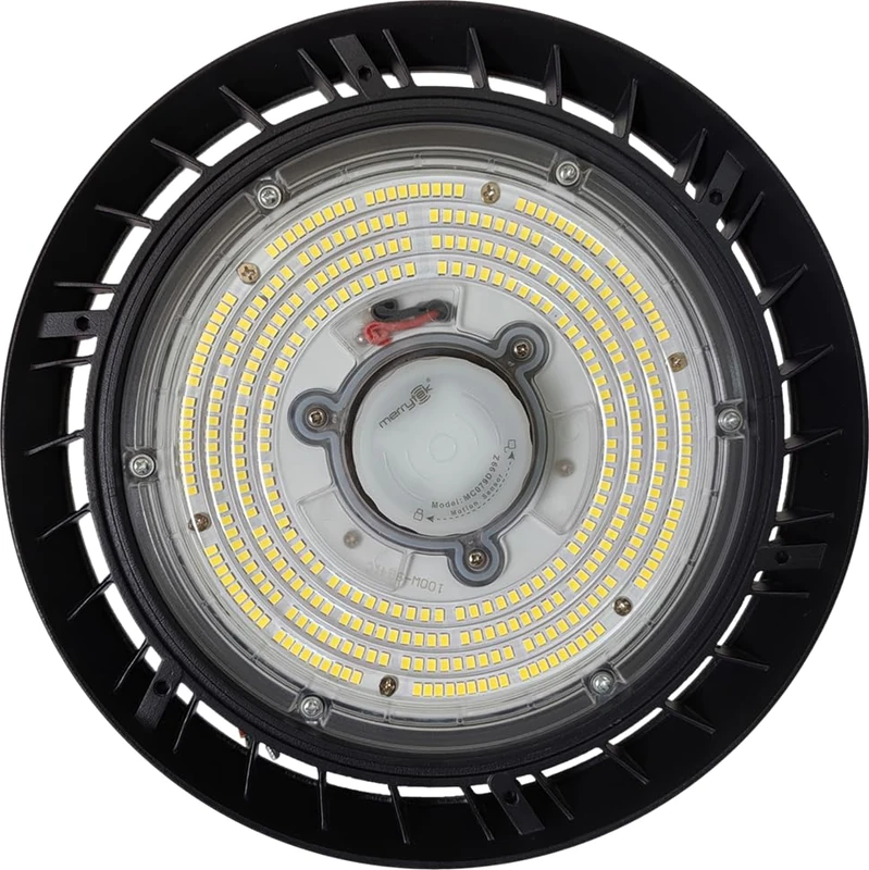 Berger & Schröter LED Spotlight UFO High Bay Light Indoor Spotlight 100 W, Energy Efficiency Class D, 12000 Lumens, 6000 K White Light, IP66, Motion Sensor
