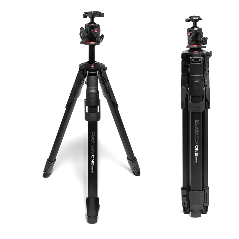 Manfrotto ONE Photo, Aluminium Tripod Kit, XPRO Ball Head Arca Swiss, 12kg Load, 90° Horizontal Column, XTEND Legs Fast Setup, Modular Feet, Professional Photo Tripod Kit, DSLR & Mirrorless Cameras