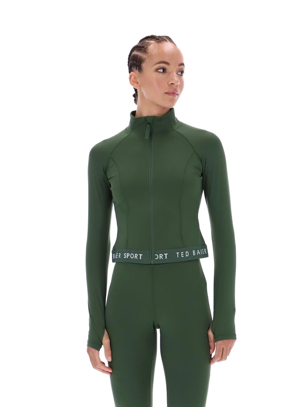 Ted Baker Sport Women's Marie Essentials Cropped Zip-Up Jacket, Green, Large