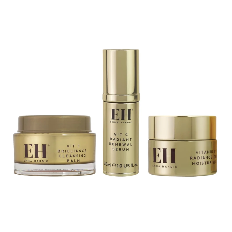 Emma Hardie Brilliance Bundle - Vitamin C Brilliance Cleansing Balm 50g, Vit C Radiant Renewal Serum 30ml, Vitamin C Radiance Gel Moisturiser 50ml – Brightening Anti‑Ageing Daily Skincare