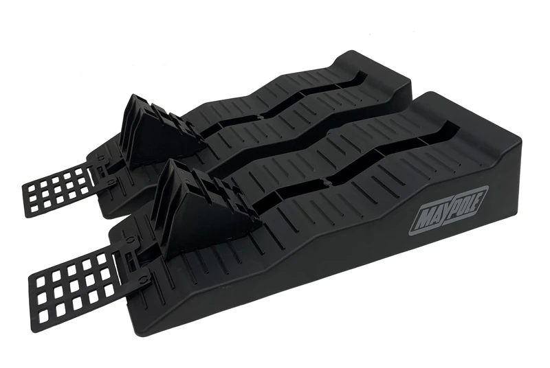 Maypole Heavy Duty 3 Step Level Ramp Kit for Campervans & Motorhomes with Chocks and Anti-Slip Lead In Plates 4000kg Capacity Set of 2