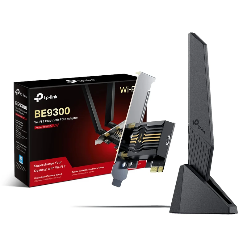 NEW TP-Link Archer TBE553E WiFi 7 Card BE9300 Mbps Wireless Bluetooth 5.4 PCIe wifi card, Intel WiFi 7 Chipset, Tri-band, Low-Profile Bracket, PCI Express WiFi Card for Desktop/PC Windows 10/11(64Bit)
