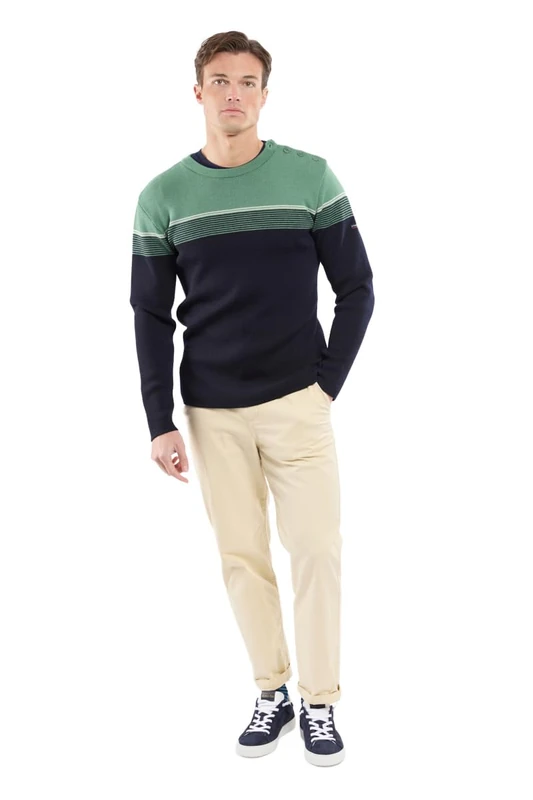 Armor Lux Men's Two-Tone Sailor Jumper, Ship/Ivy/Nature, XL