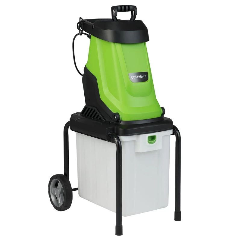 FANTASK Electric Garden Shredder, 2800 W-56 x 44 x 94 cm, Garden Shredder with Wheels, 50 L Catch Box, Cutting Thickness 45 mm, Wired, Electric Roller Shredder for Garden Cleaning (Green) - Image 1