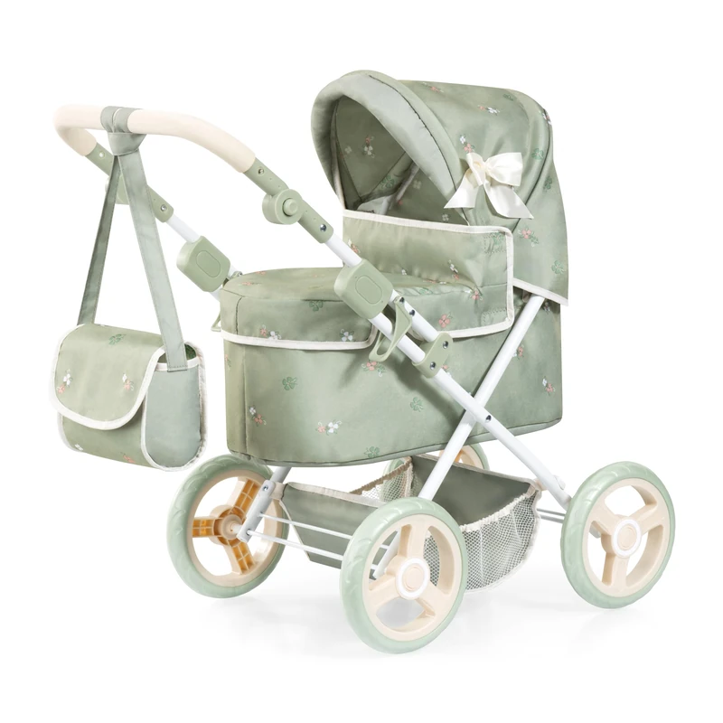 Bayer Design 13028AA Dolls pram stroller Trendy, height-adjustable handle, foldable, big wheels, bag, integrated basket - for girls and boys, 3+ age