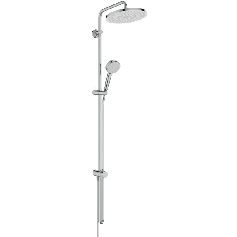Ideal Standard Ceratwist T25 Exposed Shower System, Water-Saving Shower Head for Combination with Surface-Mounted Fittings or wall Connection Elbow – Chrome (260x501x1119 mm)