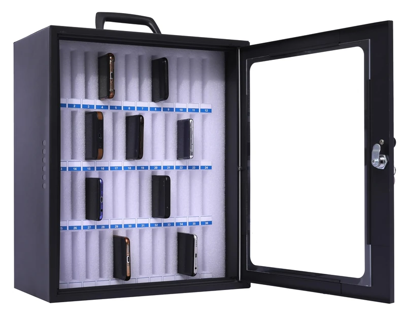 Pavo - Smartphone Cabinet for 48 Phones, Size: 445x376x205mm, dark grey - Image 1