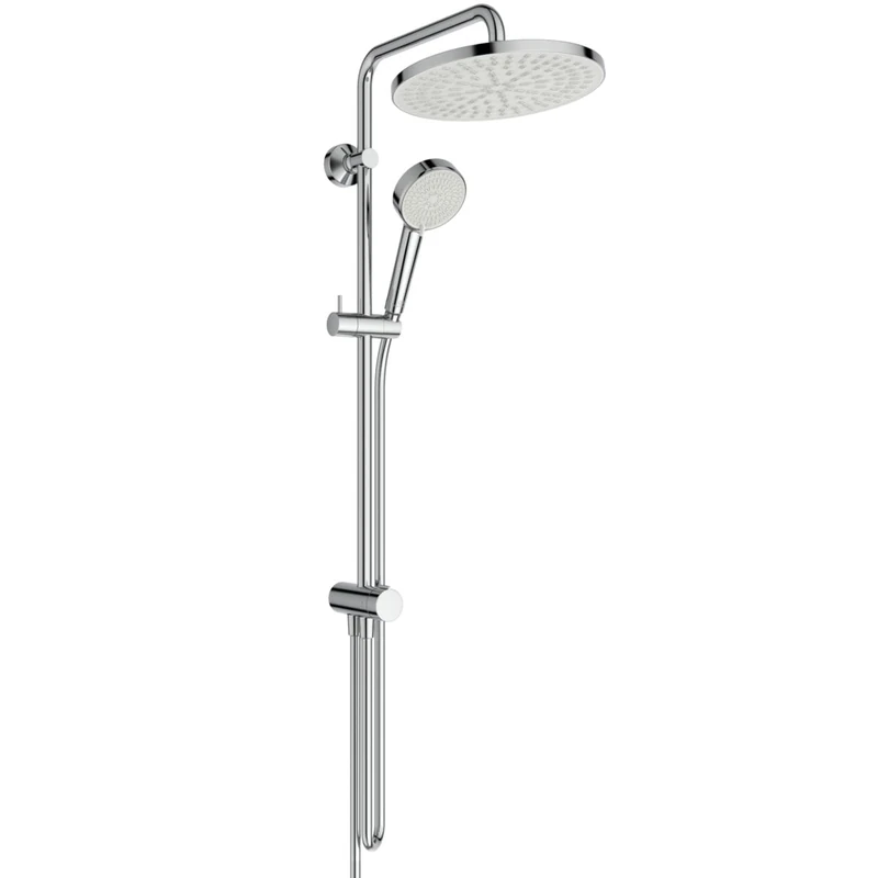 Ideal Standard Ceratwist T25 Exposed Shower System, Water-Saving Eco Shower Head for Combination with Surface-Mounted Fittings or wall Connection Elbow – Chrome (260x501x759 mm)