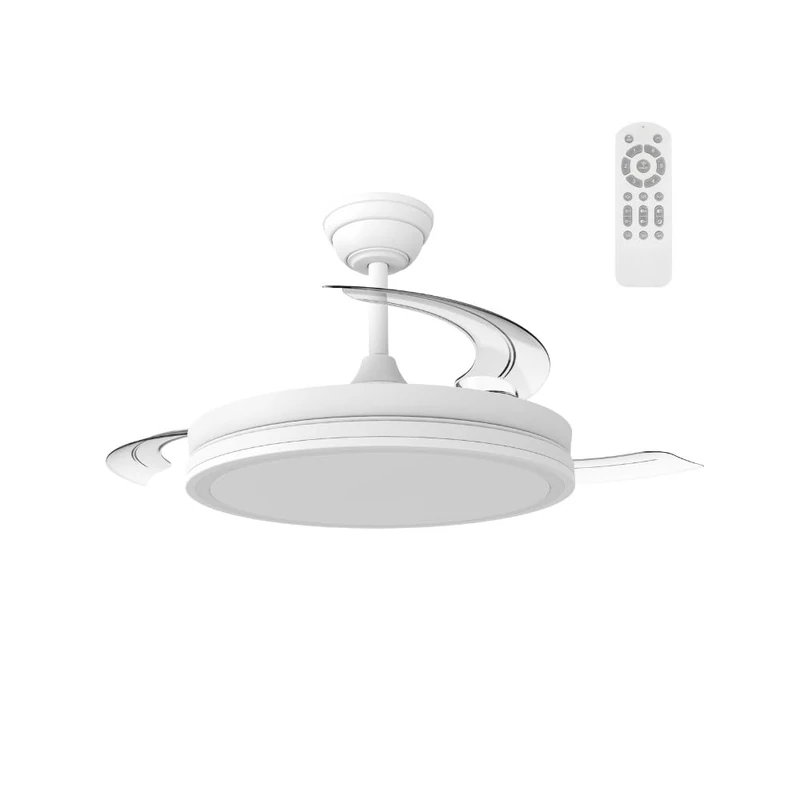 wonderlamp Ceiling Fan with Retractable Blades, Night Light Mode, Silent Fan with LED Light 48W Astra Eco, DC Motor 6 Speeds, Dimmable, Remote Control, Ø106