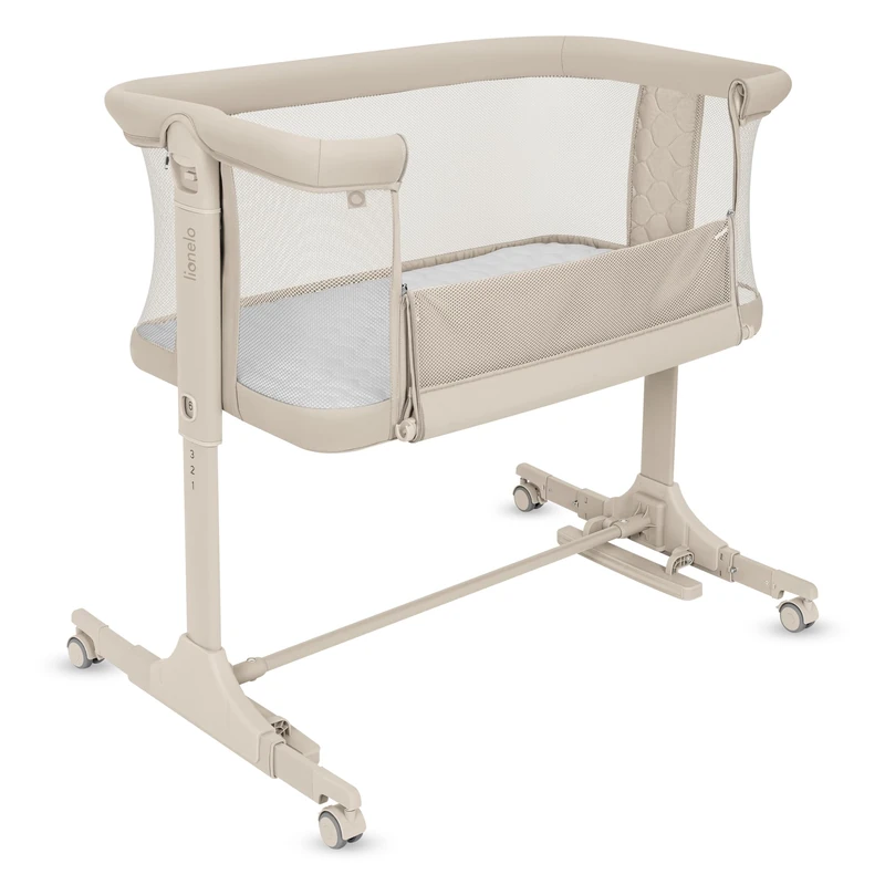 lionelo PARI 3in1 Baby Bedside Cot Co-Sleeper for Babies From Birth, Adjustable Height & Incline, Mattress, 4 Lockable Wheels, Breathable, Portable, Washable, Bag, Straps - Image 1