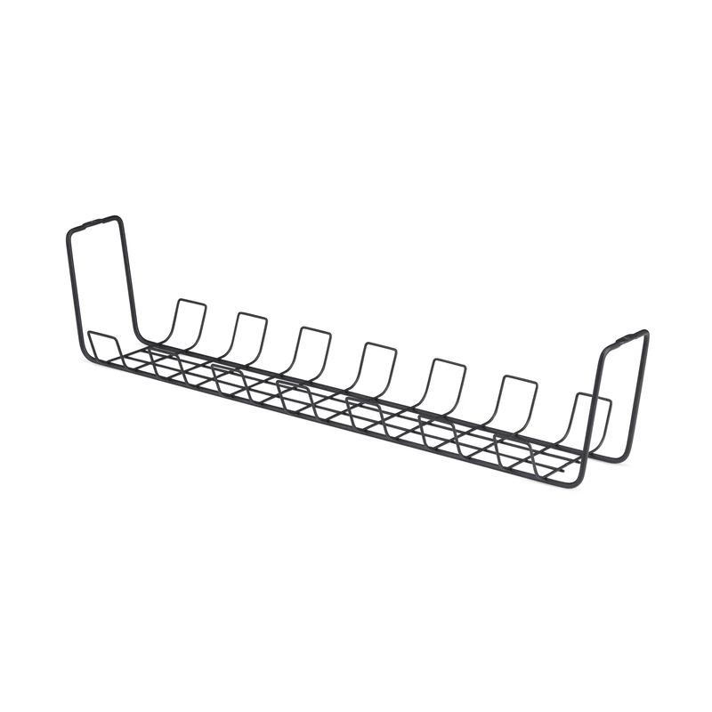 StarTech Under Desk Cable Management Tray, 24" Long, Metal Basket Style Cable Organizer, Screw-On Installation, Power Bar Holder, Metal, Black, TAA