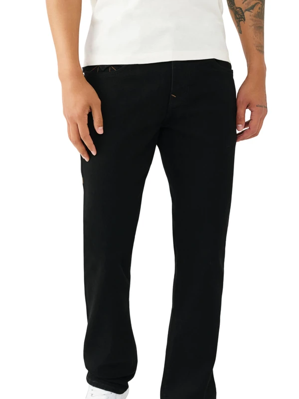 True Religion Men's Ricky Single Needle Flap Straight, White Jeans, 30