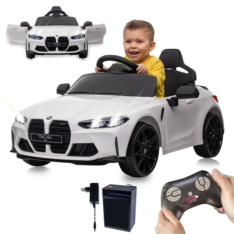 JAMARA 461865 Ride-on BMW M4 2.4 GHz Li-Power 12.6 Electric Car for Children from 3 Years Old, Children's Car, Electric Seat, Gift Idea for Children, Light, Carry Handle, 2 Gears, Horn