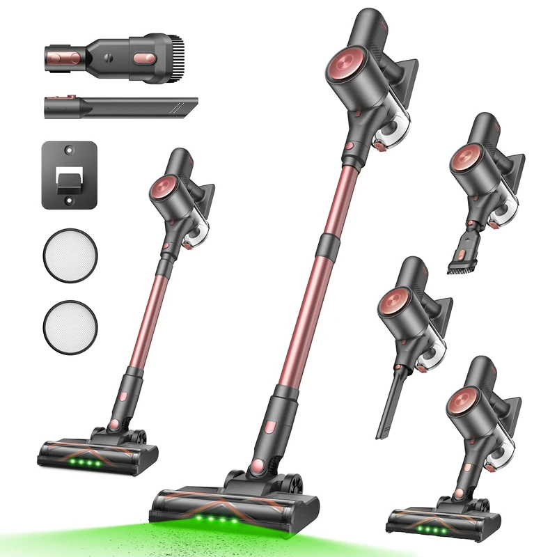 Vexilar V10Pro Cordless Vacuum Cleaner, 550W 45Kpa Stick Vacuum with Touch Display, Up to 45Mins Runtime, Detachable Battery,6-in-1 Lightweight Handheld Vacuum for Hardwood Floor Carpet Pet hair