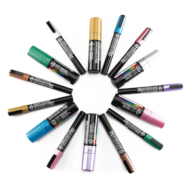 Royal & Langnickel 15pc Chalk Markers Metallic Round/Chisel