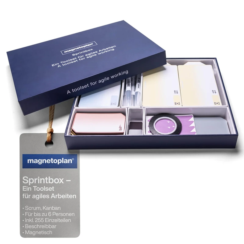 magnetoplan Sprintbox | The Tool Set for Agile Work | Includes 255 Individual Parts | Includes Everything Your Project Team Needs to get Started with Scrum or Kanban | Can be Used Immediately - Image 1