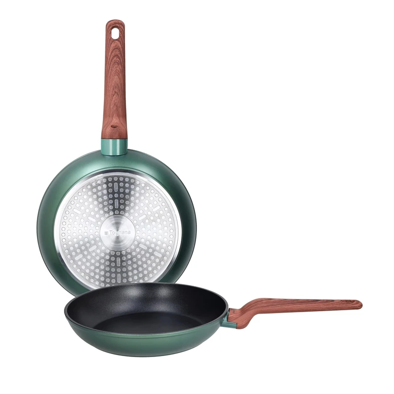 Tognana Shiny Green Set of 2 Frying Pans 24/28 cm, Aluminium, Green