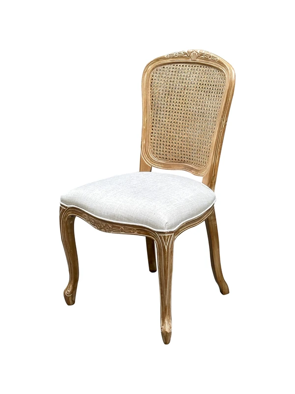 A ASPECT French Style Solid Wood Frame Rattan Back Lillie Dining Chair,Set Of 2 (Beige)