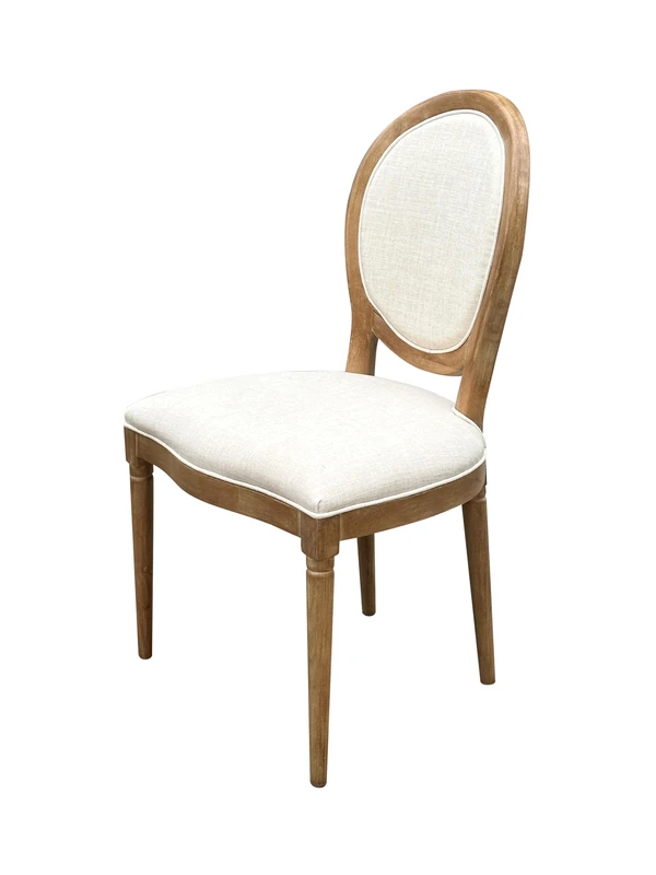 A ASPECT Set of 2 Reiss French Country Dining Chairs, Upholstered Solid Wood Dining Chairs (Beige)