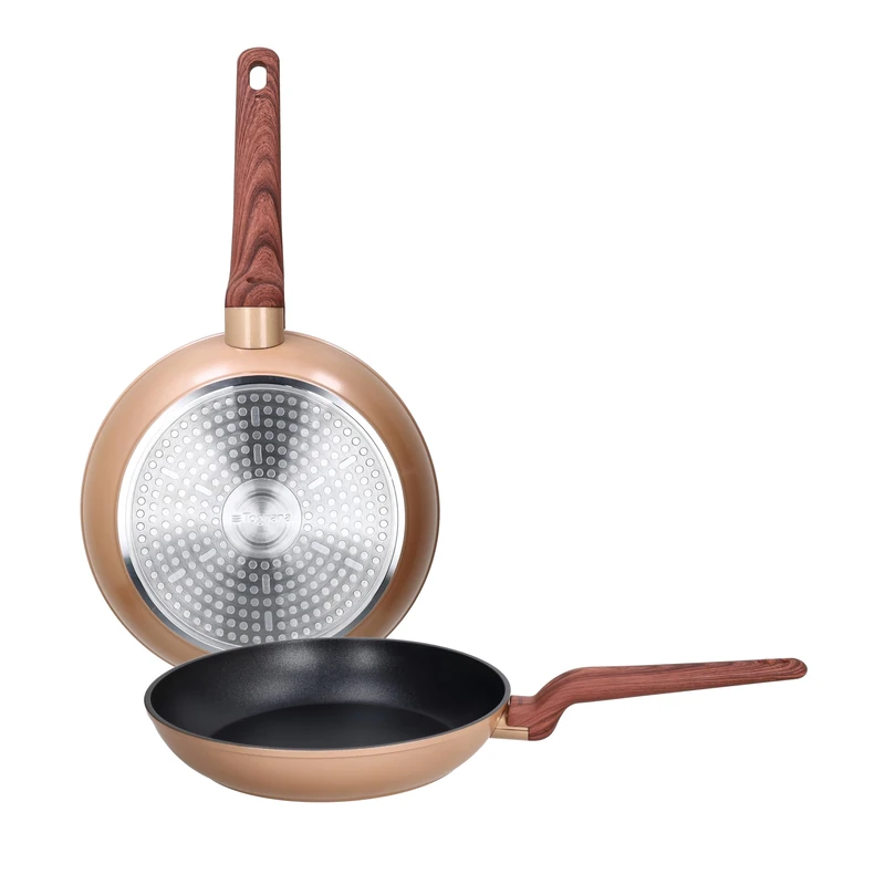 Tognana Shiny Gold Set of 2 Frying Pans 24/28 cm, Aluminium, Gold