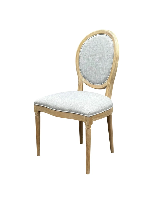 A ASPECT Set of 2 Reiss French Country Dining Chairs, Upholstered Solid Wood Dining Chairs (Grey)
