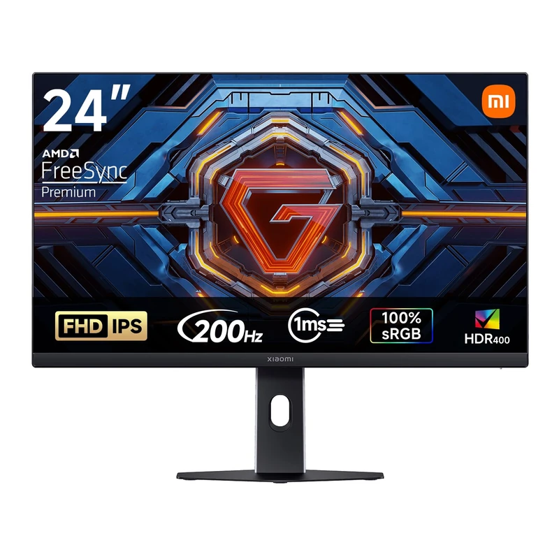 XIAOMI G24i 2026 24 Inch Gaming Monitor, 200Hz, 1ms, Free Sync Premium, HDR 400, Fast IPS, 100% sRGB, 95% DCI-P3, △E < 2, TÜV Low Blue Light Certification (1920 x 1080/HDMI 2.0/DP 1.4)