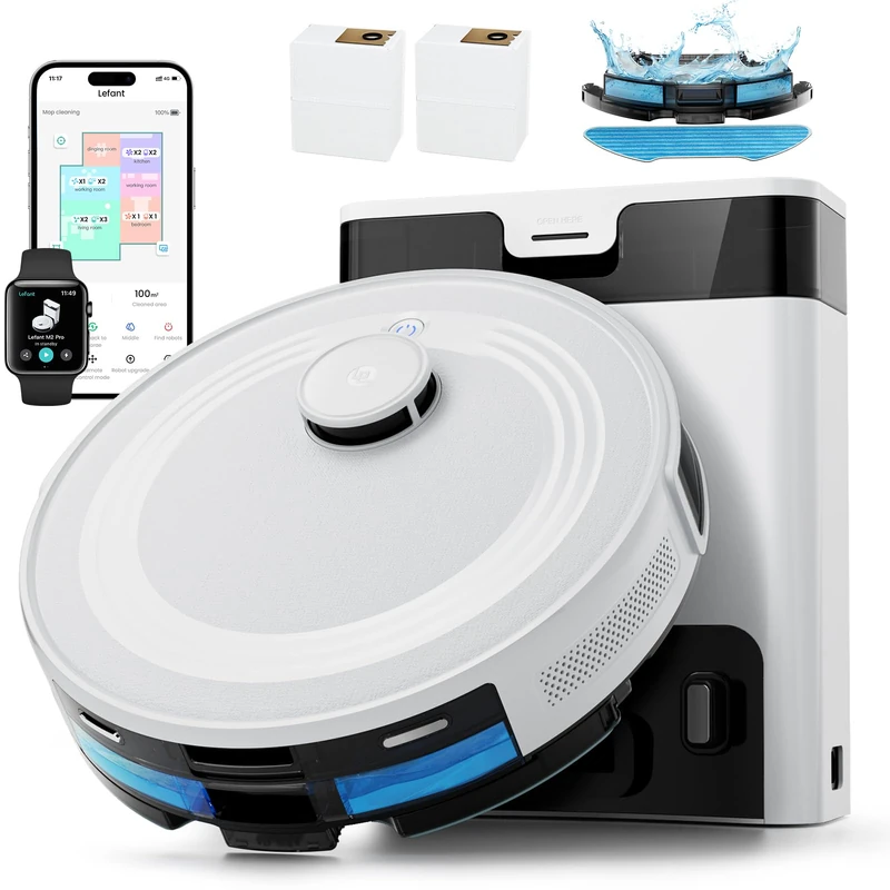 Lefant M2 Pro Robot Vacuum Cleaner with Mop,2.4G/5G Wi-Fi, Self-Emptying