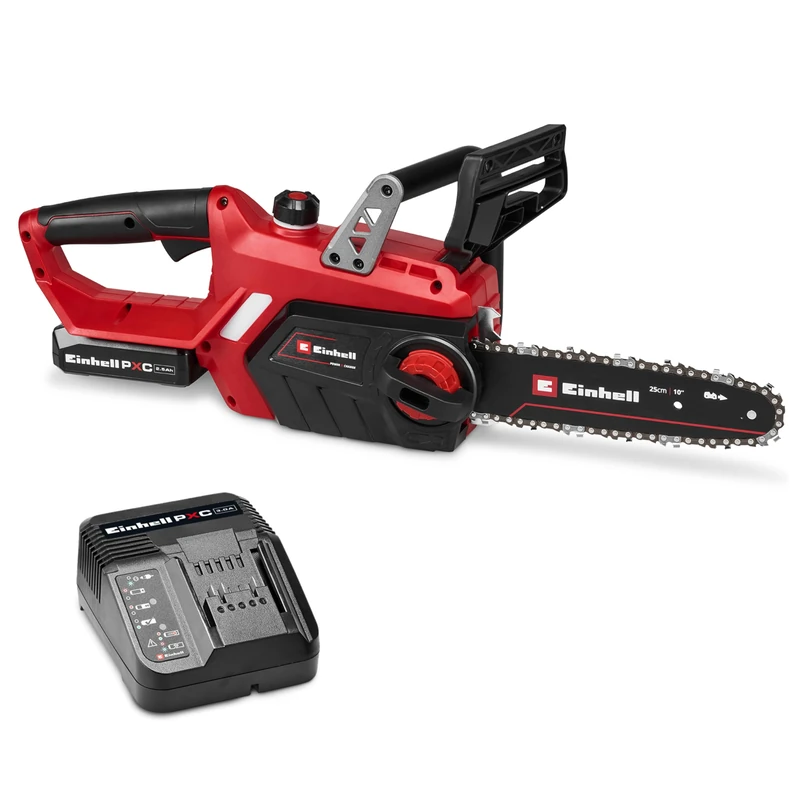 Einhell Cordless Chainsaw with Battery and Charger 18V Power X-Change, 23cm Cutting Width, 4.5 M/S Chain Speed, Automatic Chain Lubrication GE-LC 18/25-1 Li Kit