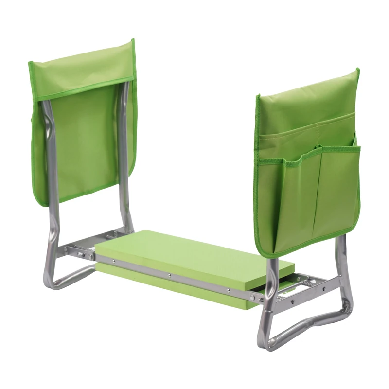Relaxdays Garden Kneeler & Seat, Foldable Padded Bench with Pockets, 2-in-1 Support, 150 kg, Light Green, 50x60x27.5 cm